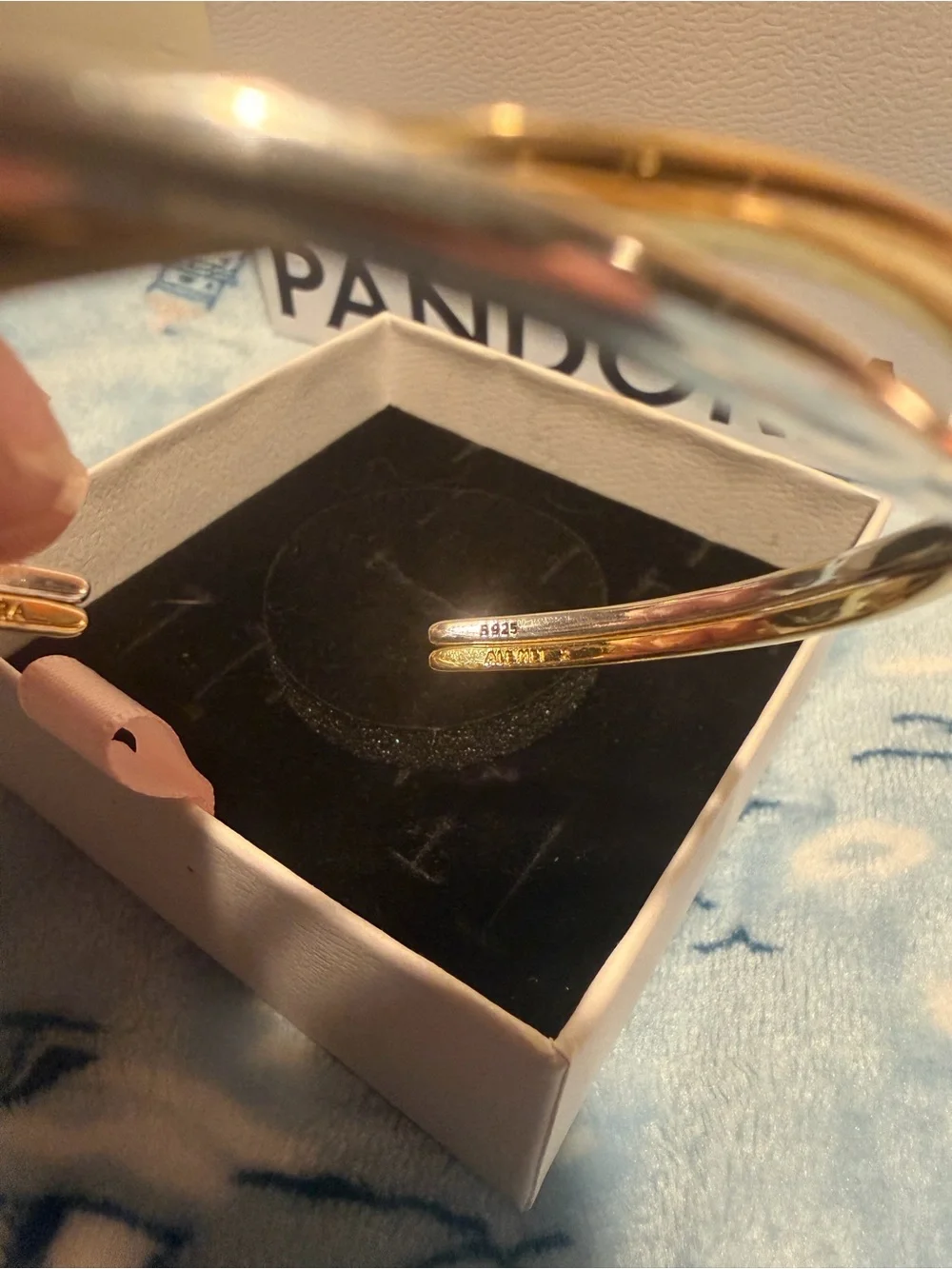 Pandora Essence Two-Tone Gold and Silver Twist Bangle